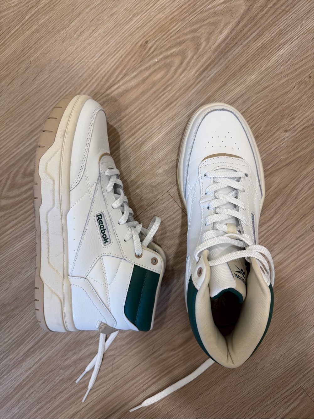 Reebok White & Green High-Top Sneakers